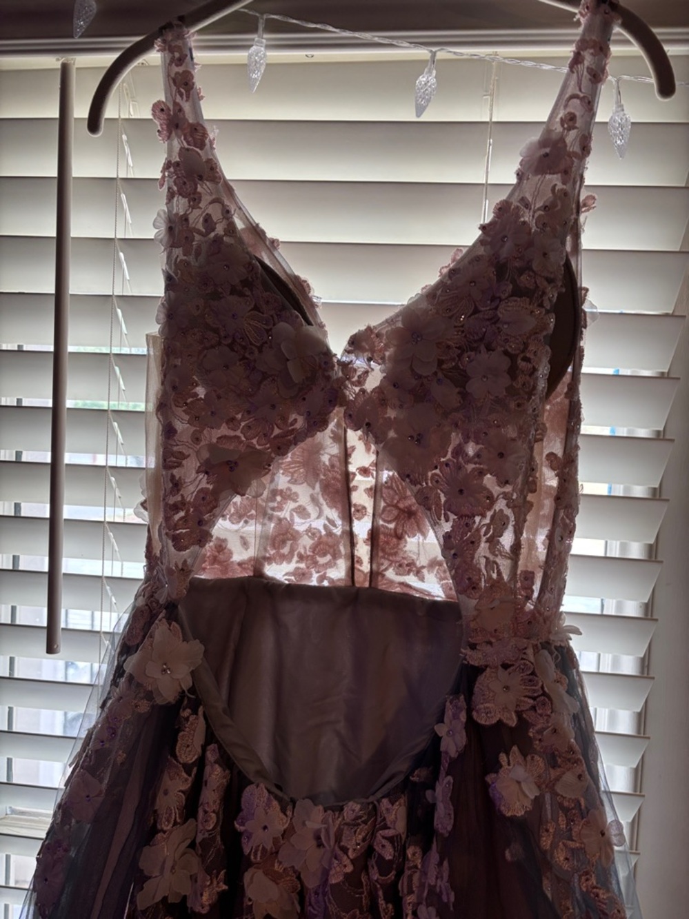 Elegant Floral Gown with Ombre Skirt with slit perfect for prom - Picture 6 of 8